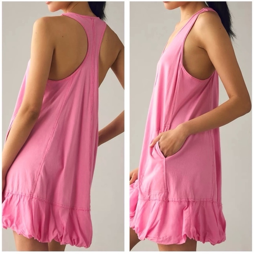 Anthropologie Daily Practice Bubble-Hem tank Dress Size XS in Barbie Pink